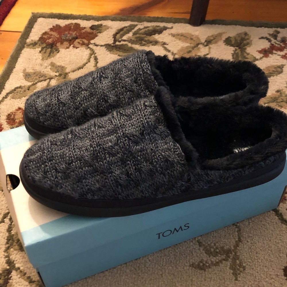 Toms Quilted Knit Slip-On Slippers in Charcoal